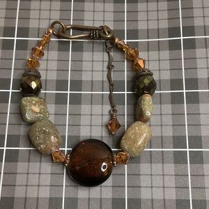 Handcrafted Brown and Amber Beaded Women's Bracelet Pulse DESIGN